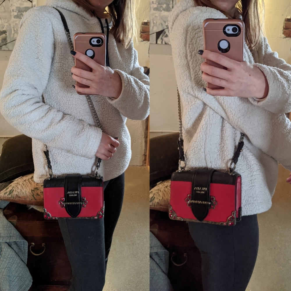 SOLD Prada Cahier Embellished Red Shoulder Bag - Picture 6 of 8